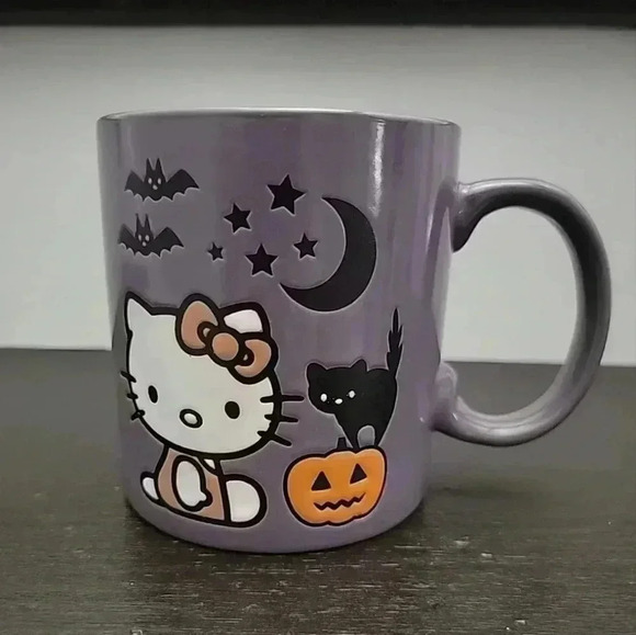 New Purple Hello Kitty Textured Halloween Coffee Mug By Sanrio - Picture 1 of 4